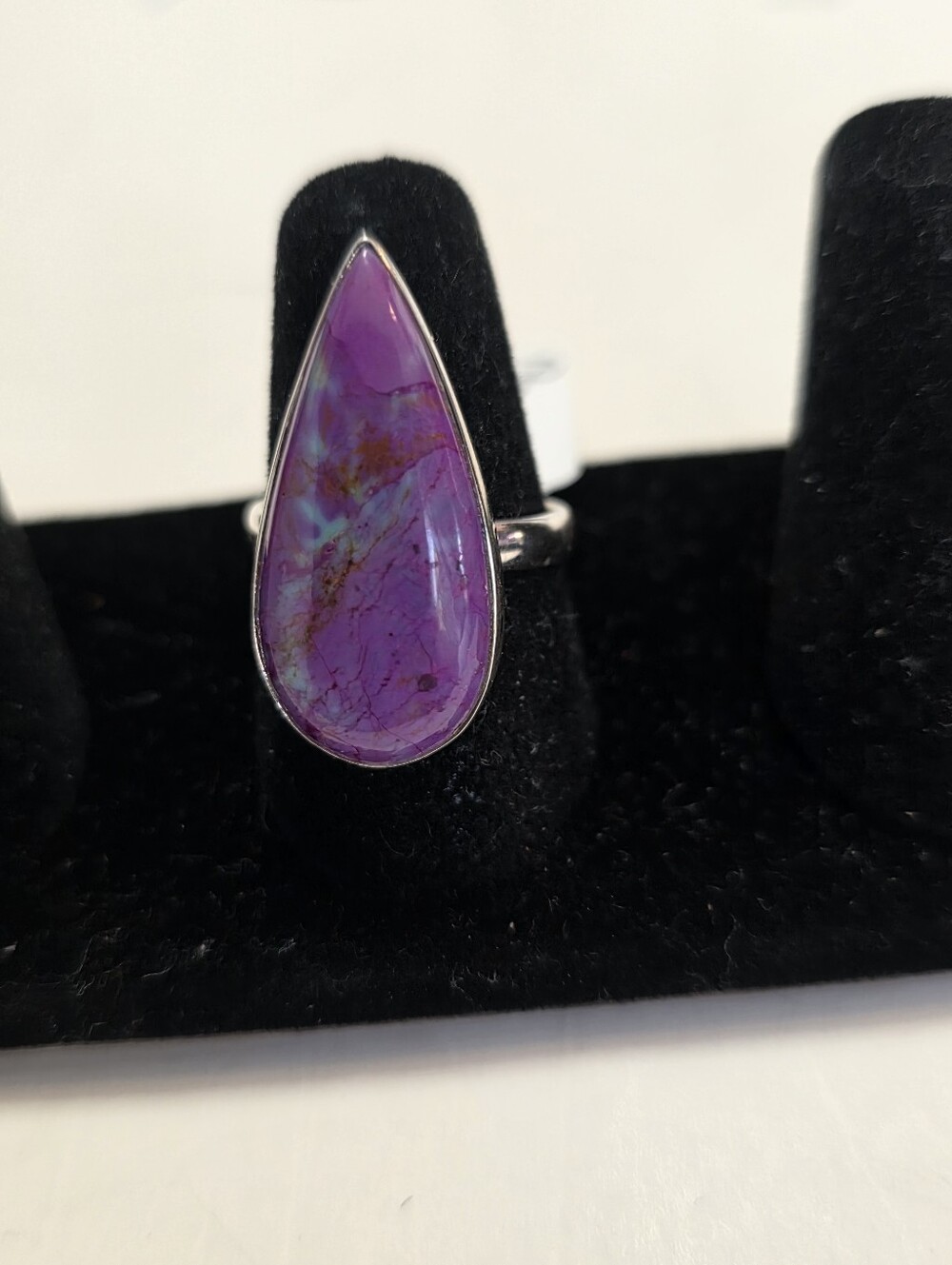 Purple Dyed Turquise  Composite Teardrop Stone Ring - Women Jewelry